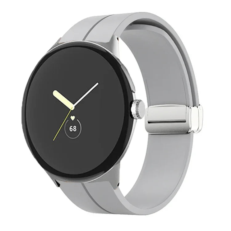 Dây đồng hồ silicone khóa gập màu trơn, cho Google Pixel Watch 4 / 3 / 2 / 1 41mm