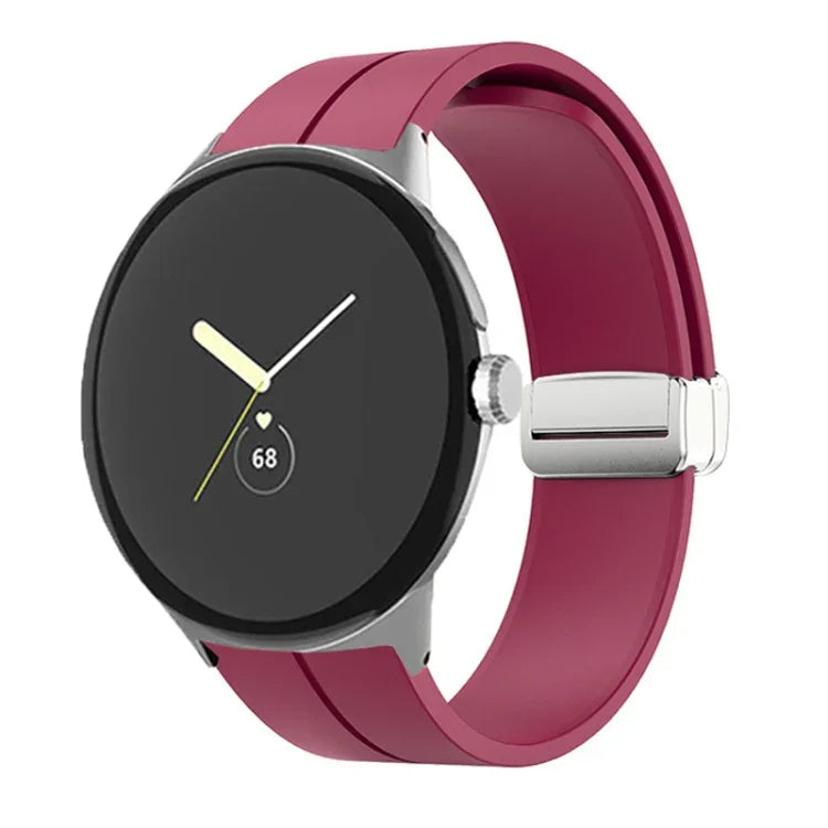 Dây đồng hồ silicone khóa gập màu trơn, cho Google Pixel Watch 4 / 3 / 2 / 1 41mm