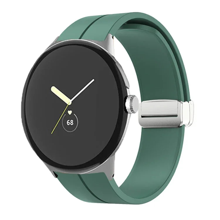 Dây đồng hồ silicone khóa gập màu trơn, cho Google Pixel Watch 4 / 3 / 2 / 1 41mm