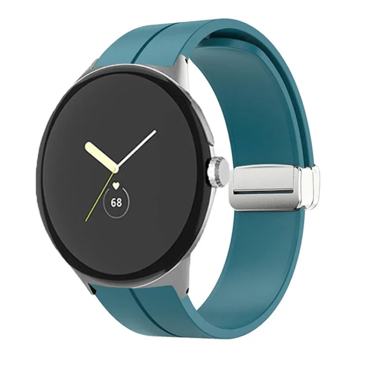 Dây đồng hồ silicone khóa gập màu trơn, cho Google Pixel Watch 4 / 3 / 2 / 1 41mm