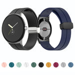 Dây đồng hồ silicone khóa gập màu trơn, cho Google Pixel Watch 4 / 3 / 2 / 1 41mm