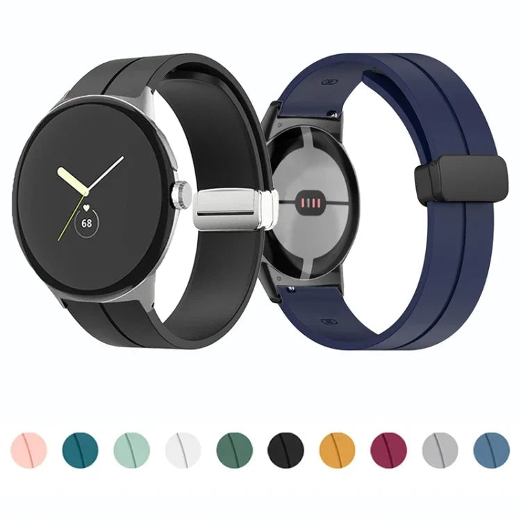 Dây đồng hồ silicone khóa gập màu trơn, cho Google Pixel Watch 4 / 3 / 2 / 1 41mm