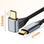 Dây cáp nối dài cong stereo USB-C/Type-C đực sang USB-C/Type-C cái 100W cho Steam Deck Gen, dài 0.5m, 1m, 1.5m, 2m, 3m