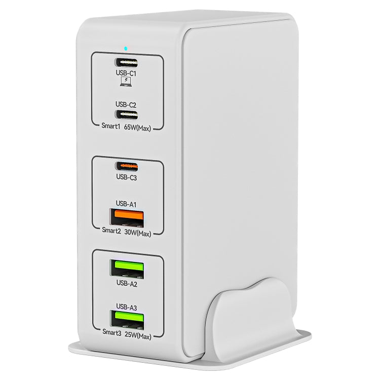 Bộ sạc nhanh để bàn 6 cổng 818H 120W Type-C + USB, Phích cắm Mỹ, Anh, EU, Úc