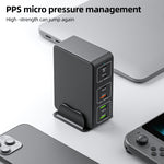 Bộ sạc nhanh để bàn 6 cổng 818H 120W Type-C + USB, Phích cắm Mỹ, Anh, EU, Úc