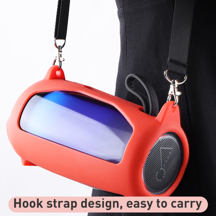 Ốp silicone có dây đeo vai cho loa Bluetooth hiệu ứng đèn màu, dành cho JBL Pulse 5 màu đen, dành cho JBL Pulse 5 màu đỏ, dành cho JBL Pulse 5 màu xanh dương