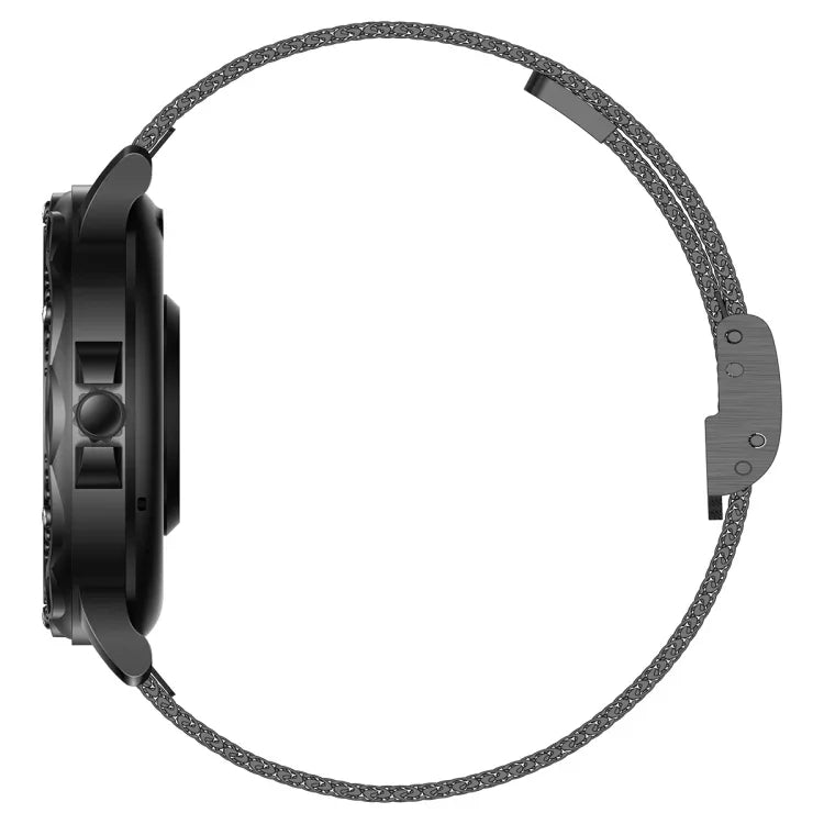 Đồng hồ thông minh CF12 dây thép chống nước 1.2 inch Hỗ trợ theo dõi nhịp tim / huyết áp, Dây thép CF12 (Đen)
