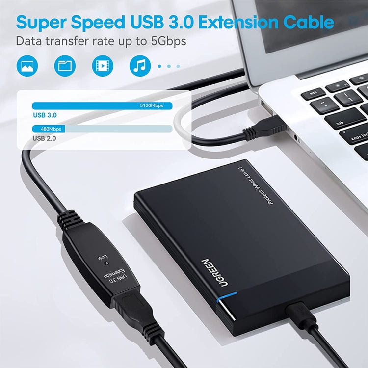 Dây nối dài USB 3.0 đực sang cái tốc độ siêu nhanh, Chiều dài: 10m, 10m