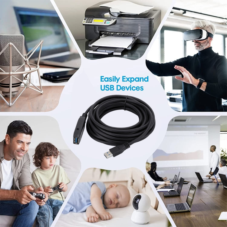 Dây nối dài USB 3.0 đực sang cái tốc độ siêu nhanh, Chiều dài: 10m, 10m
