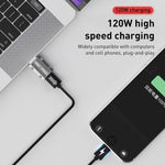 Bộ chuyển đổi hợp kim kẽm Type-C cái sang USB 3.0 đực 120W thẳng, Type-C cái sang USB 3.0 đực thẳng
