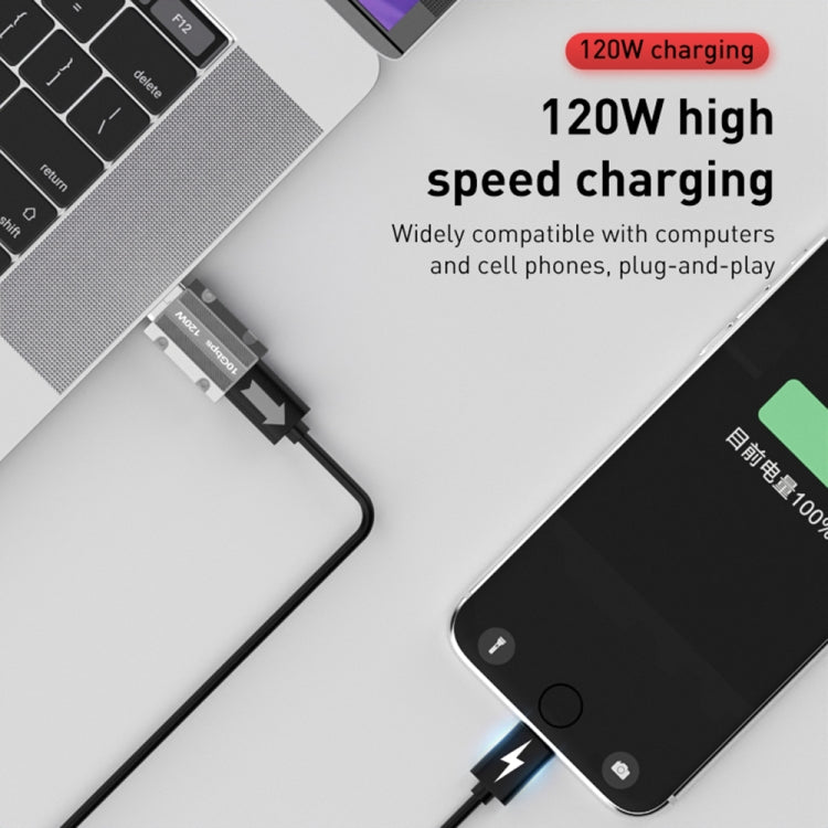 Bộ chuyển đổi hợp kim kẽm Type-C cái sang USB 3.0 đực 120W thẳng, Type-C cái sang USB 3.0 đực thẳng