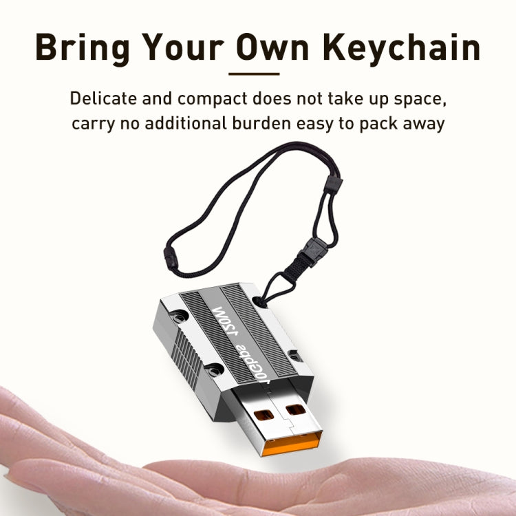 Bộ chuyển đổi hợp kim kẽm Type-C cái sang USB 3.0 đực 120W thẳng, Type-C cái sang USB 3.0 đực thẳng
