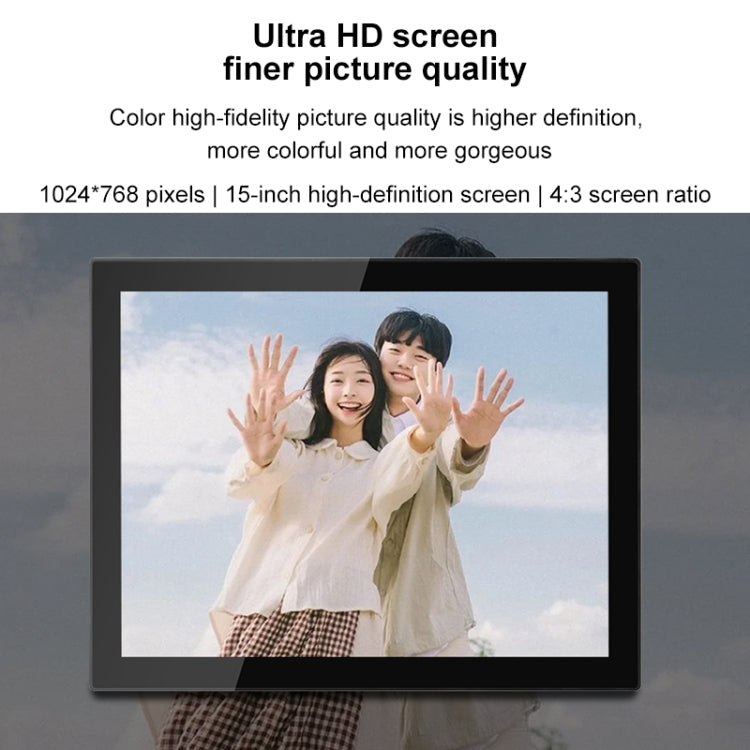 Khung ảnh đám mây WiFi màn hình IPS 15 inch, RK3126C lõi tứ lên đến 1.5GHz, Android 6.0, 1GB+16GB, phích cắm Úc, Mỹ, EU, Anh