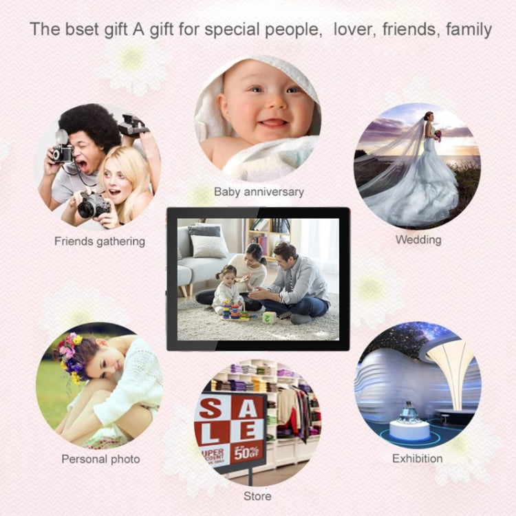 Khung ảnh đám mây WiFi màn hình IPS 15 inch, RK3126C lõi tứ lên đến 1.5GHz, Android 6.0, 1GB+16GB, phích cắm Úc, Mỹ, EU, Anh
