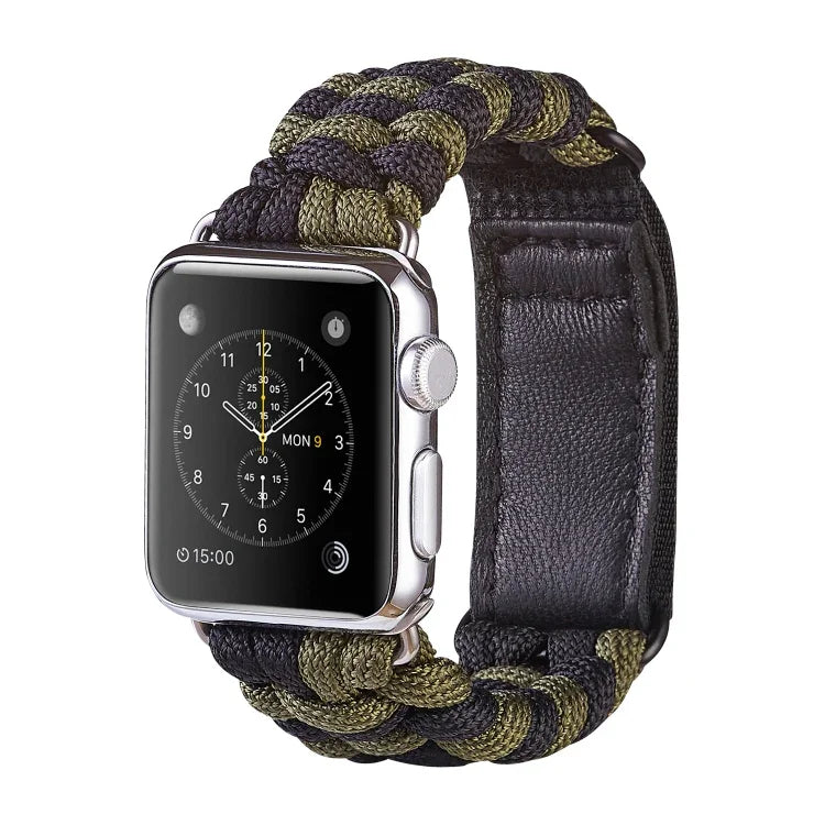 Dây đồng hồ nylon dệt trơn khóa dán Paracord, Dành cho Apple Watch Series 8&7 41mm / SE 2&6&SE&5&4 40mm, Dành cho Apple Watch Ultra 49mm / Series 8&7 45mm / SE 2&6&SE&5&4 44mm