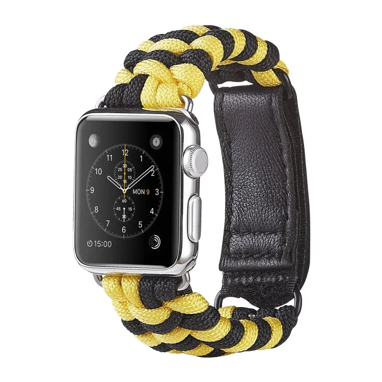 Dây đồng hồ nylon dệt trơn khóa dán Paracord, Dành cho Apple Watch Series 8&7 41mm / SE 2&6&SE&5&4 40mm, Dành cho Apple Watch Ultra 49mm / Series 8&7 45mm / SE 2&6&SE&5&4 44mm
