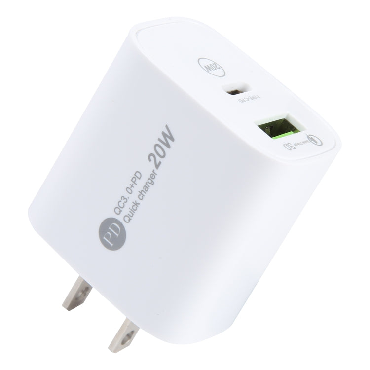 Sạc nhanh PD 20W USB-C/Type-C+QC 3.0 USB, thông số kỹ thuật: phích cắm Mỹ