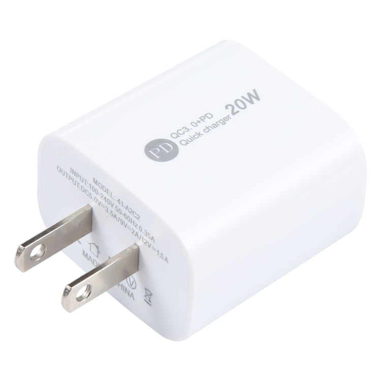 Sạc nhanh PD 20W USB-C/Type-C+QC 3.0 USB, thông số kỹ thuật: phích cắm Mỹ