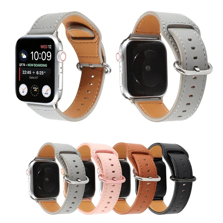 Dây đồng hồ da thật màu trơn, Dành cho Apple Watch Series 7 41mm / 6 & SE & 5 & 4 40mm / 3 & 2 & 1 38mm, Dành cho Apple Watch Series 7 45mm / 6 & SE & 5 & 4 44mm / 3 & 2 & 1 42mm