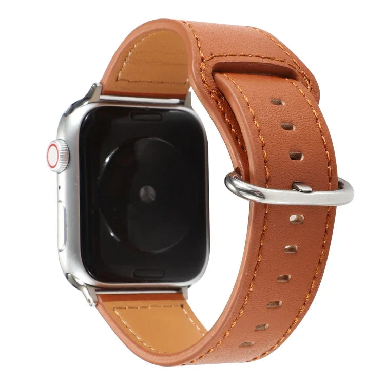 Dây đồng hồ da thật màu trơn, Dành cho Apple Watch Series 7 41mm / 6 & SE & 5 & 4 40mm / 3 & 2 & 1 38mm, Dành cho Apple Watch Series 7 45mm / 6 & SE & 5 & 4 44mm / 3 & 2 & 1 42mm