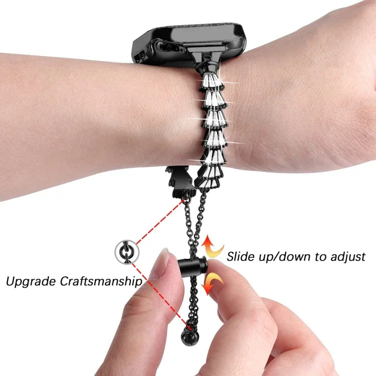 Dây đồng hồ kim loại đính toàn bộ kim cương Crown, Dành cho Apple Watch Series 8&7 45mm / SE 2&6&SE&5&4 44mm, Dành cho Apple Watch Series 8&7 41mm / SE 2&6&SE&5&4 40mm