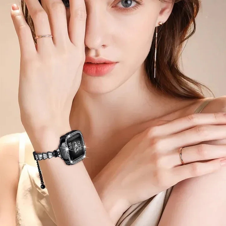 Dây đồng hồ kim loại đính toàn bộ kim cương Crown, Dành cho Apple Watch Series 8&7 45mm / SE 2&6&SE&5&4 44mm, Dành cho Apple Watch Series 8&7 41mm / SE 2&6&SE&5&4 40mm