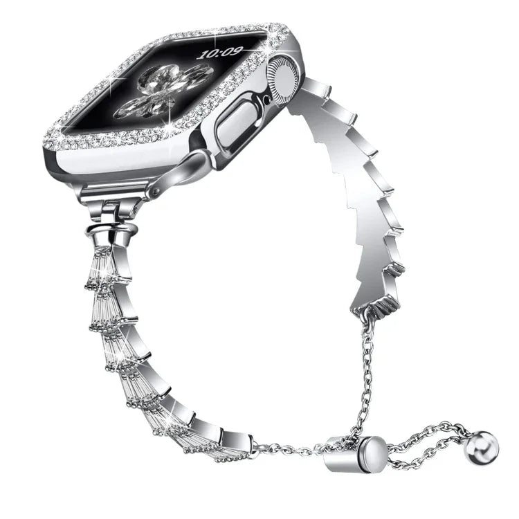 Dây đồng hồ kim loại đính toàn bộ kim cương Crown, Dành cho Apple Watch Series 8&7 45mm / SE 2&6&SE&5&4 44mm, Dành cho Apple Watch Series 8&7 41mm / SE 2&6&SE&5&4 40mm