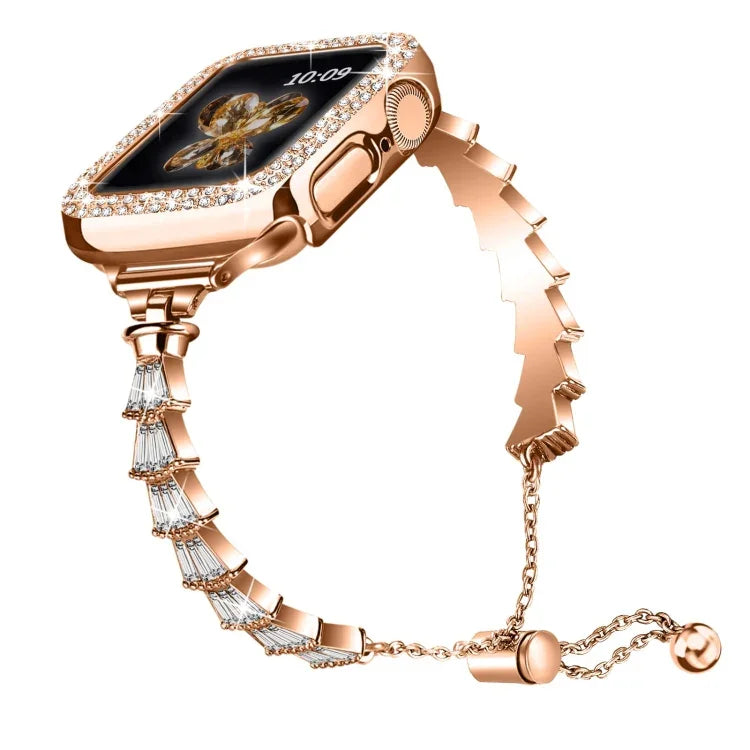 Dây đồng hồ kim loại đính toàn bộ kim cương Crown, Dành cho Apple Watch Series 8&7 45mm / SE 2&6&SE&5&4 44mm, Dành cho Apple Watch Series 8&7 41mm / SE 2&6&SE&5&4 40mm