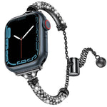 Dây đồng hồ vòng tay kim loại đính toàn bộ kim cương, Dành cho Apple Watch Series 8&7 45mm / SE 2&6&SE&5&4 44mm, Dành cho Apple Watch Series 8&7 41mm / SE 2&6&SE&5&4 40mm