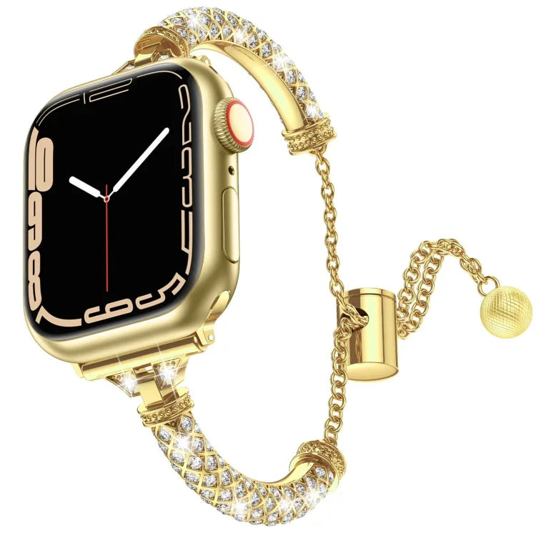 Dây đồng hồ vòng tay kim loại đính toàn bộ kim cương, Dành cho Apple Watch Series 8&7 45mm / SE 2&6&SE&5&4 44mm, Dành cho Apple Watch Series 8&7 41mm / SE 2&6&SE&5&4 40mm