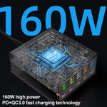 Bộ sạc đa cổng 868H 6 trong 1 160W 3 PD Type-C + 2 QC3.0 USB, 868H