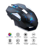 Chuột không dây HXSJ T300 7 phím 2400DPI phát sáng nhiều màu 2.4G, T300 màu đen