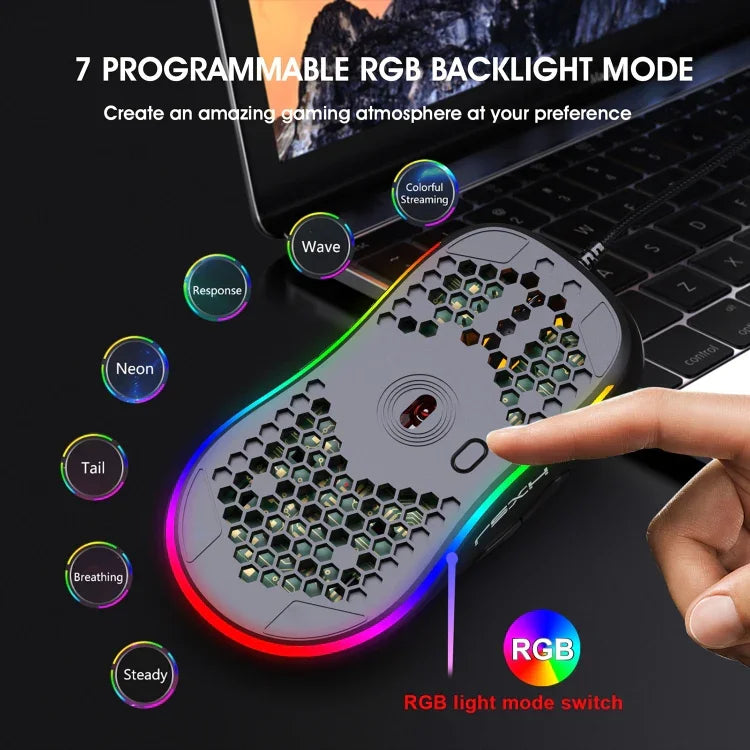 Chuột chơi game có dây HXSJ X600 6 phím phát sáng RGB lập trình macro, X600