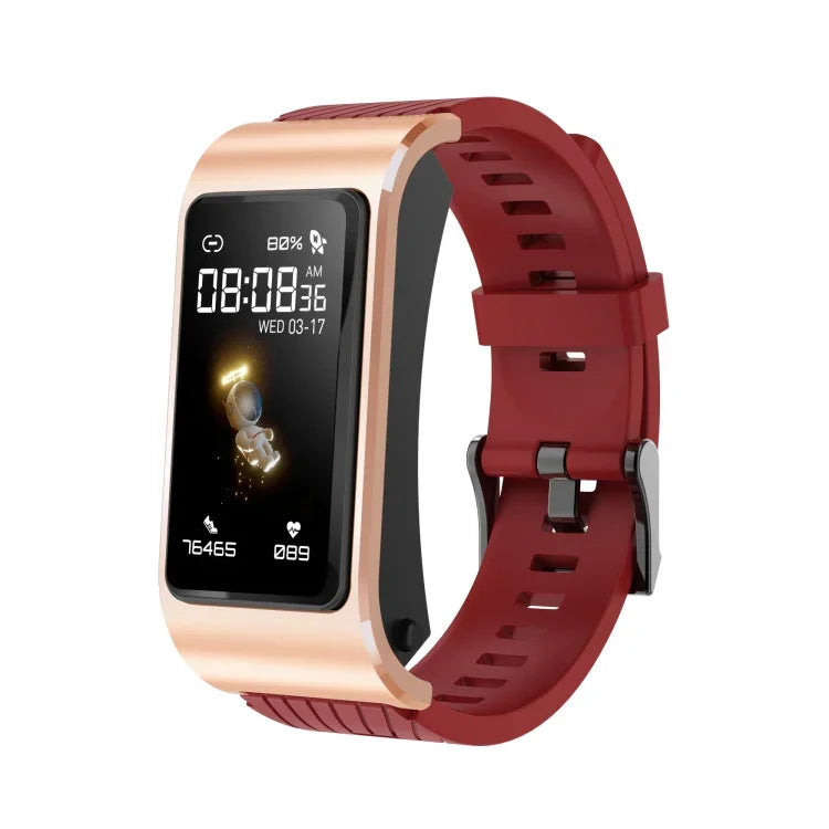 Đồng hồ thông minh H21 dây silicon 1.14 inch có thể tháo rời Hỗ trợ đo nhiệt độ / gọi Bluetooth / điều khiển giọng nói, Dây silicon (Đỏ), Dây silicon (Đen)