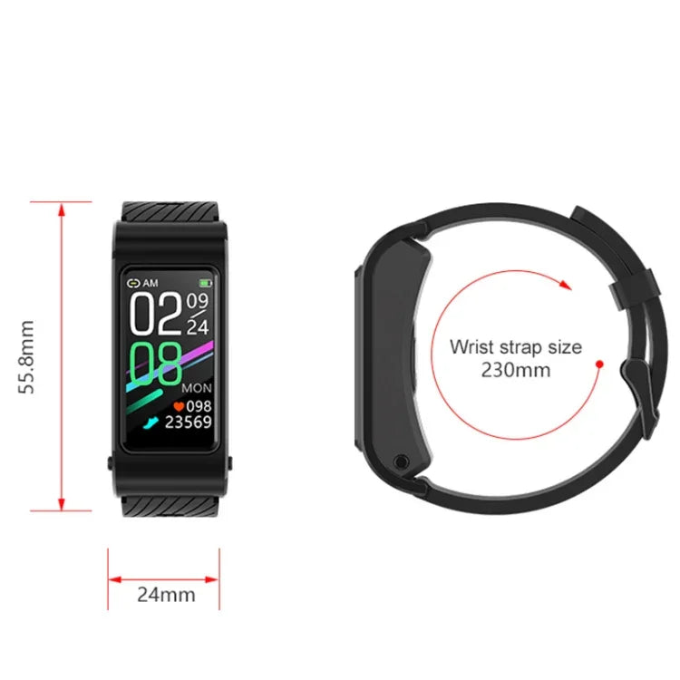 Đồng hồ thông minh H21 dây silicon 1.14 inch có thể tháo rời Hỗ trợ đo nhiệt độ / gọi Bluetooth / điều khiển giọng nói, Dây silicon (Đỏ), Dây silicon (Đen)