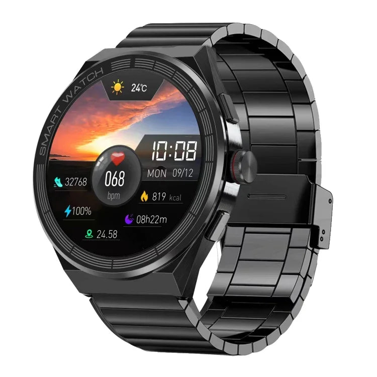 Đồng hồ thông minh BM01 dây thép 1.45 inch chống nước IP68 Hỗ trợ gọi Bluetooth / NFC, Dây thép (Đen), Dây thép (Bạc)