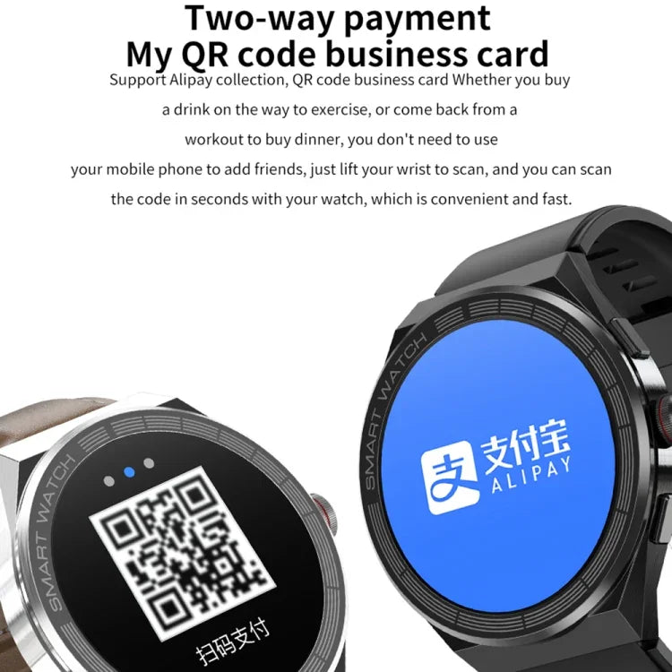 Đồng hồ thông minh BM01 dây thép 1.45 inch chống nước IP68 Hỗ trợ gọi Bluetooth / NFC, Dây thép (Đen), Dây thép (Bạc)