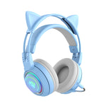 Tai nghe Bluetooth không dây T25 RGB Stereo tai mèo kèm mic tháo rời