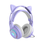 Tai nghe Bluetooth không dây T25 RGB Stereo tai mèo kèm mic tháo rời