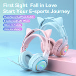 Tai nghe Bluetooth không dây T25 RGB Stereo tai mèo kèm mic tháo rời