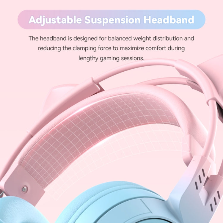 Tai nghe Bluetooth không dây T25 RGB Stereo tai mèo kèm mic tháo rời