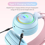 Tai nghe Bluetooth không dây T25 RGB Stereo tai mèo kèm mic tháo rời