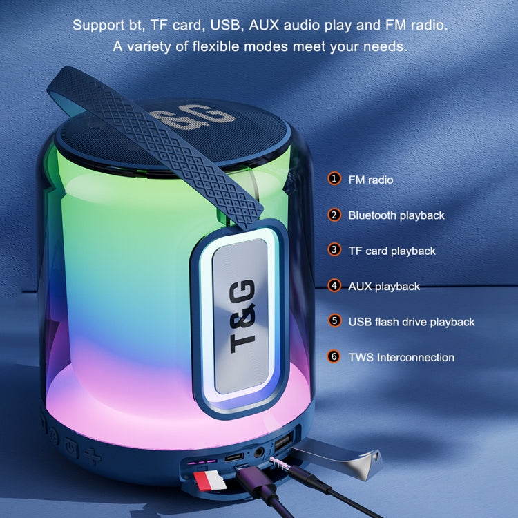 Loa Bluetooth không dây T&G TG376 ngoài trời có đèn LED RGB đa màu và loa siêu trầm