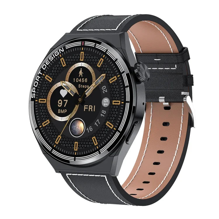 HDT 3 Max Dây da 1.6 inch Đồng hồ thông minh chống nước IP67 Hỗ trợ gọi Bluetooth / NFC, Dây da (Đen), Dây da (Bạc)