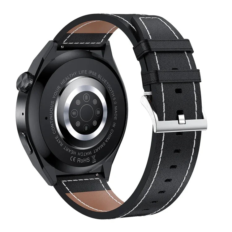 HDT 3 Max Dây da 1.6 inch Đồng hồ thông minh chống nước IP67 Hỗ trợ gọi Bluetooth / NFC, Dây da (Đen), Dây da (Bạc)