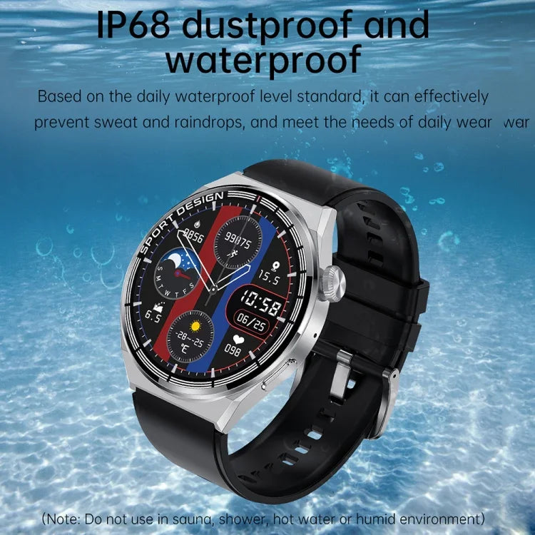 HDT 3 Max Dây da 1.6 inch Đồng hồ thông minh chống nước IP67 Hỗ trợ gọi Bluetooth / NFC, Dây da (Đen), Dây da (Bạc)