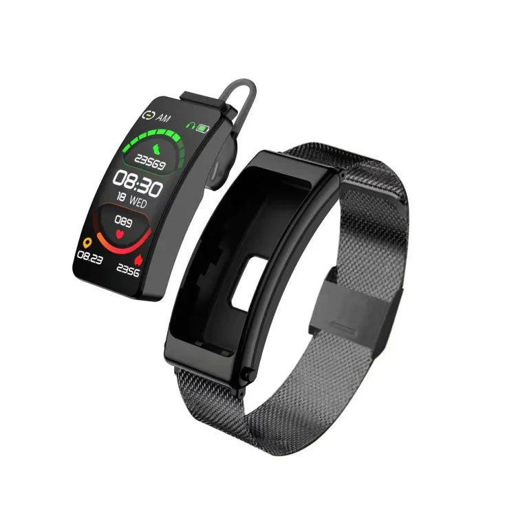 K13 Dây thép 1.14 inch Đồng hồ thông minh có tai nghe tháo rời Hỗ trợ gọi Bluetooth, Dây thép (Đen), Dây thép (Vàng)