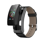K50+ Dây da 0.96 inch Đồng hồ thông minh có tai nghe tháo rời Chống nước Life Hỗ trợ gọi Bluetooth, Dây da (Đen)