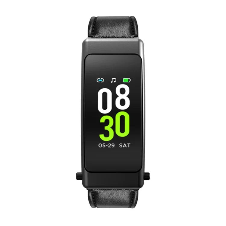 K50+ Dây da 0.96 inch Đồng hồ thông minh có tai nghe tháo rời Chống nước Life Hỗ trợ gọi Bluetooth, Dây da (Đen)