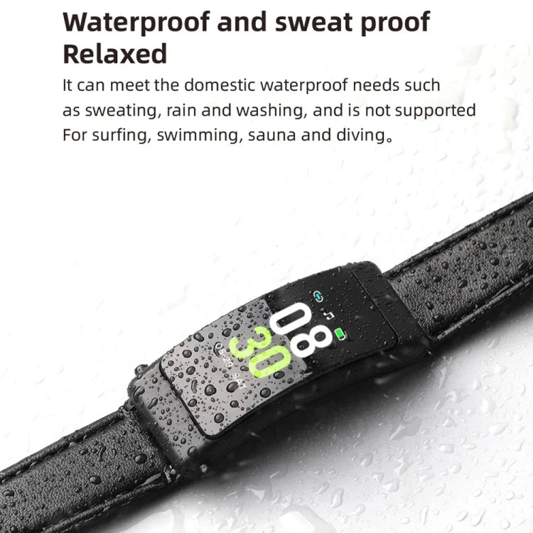 K50+ Dây da 0.96 inch Đồng hồ thông minh có tai nghe tháo rời Chống nước Life Hỗ trợ gọi Bluetooth, Dây da (Đen)